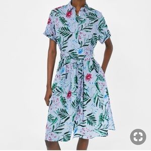 Zara Stripes and Flowers Midi Dress